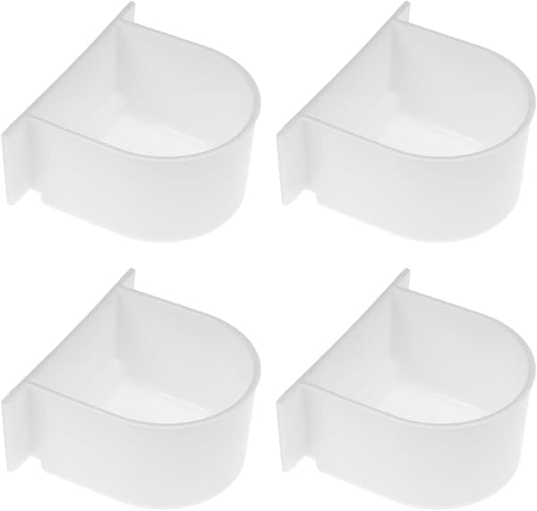 4 halvcirkelformade fågelburmatare - vit