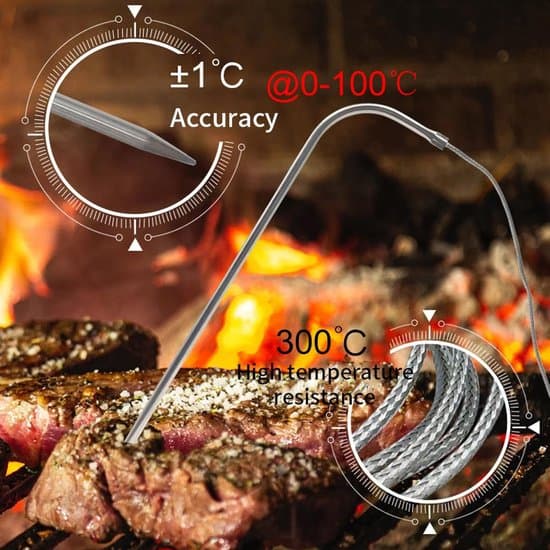 Digital LED-termometer med sond och timerfunktion för matlagning - batteri ingår ej