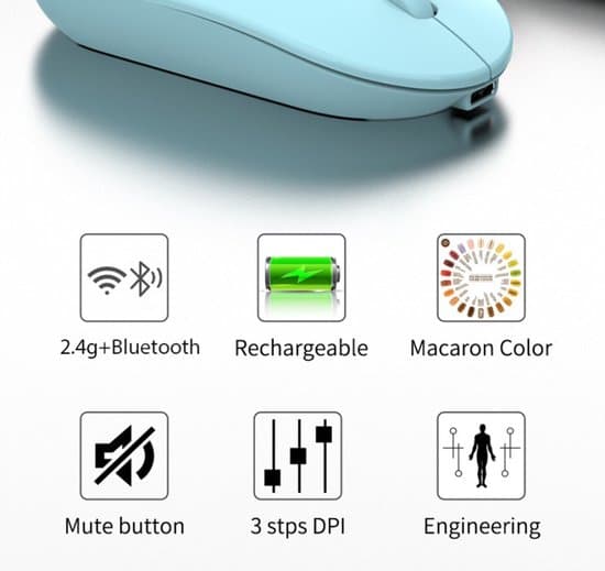 Trådløs Mus - 2.4G - USB - Lydløst Klik - Sort