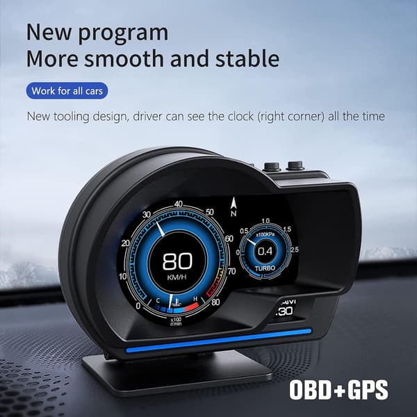 Dobbelt head-up display-system til biler, OBD-display i køretøjet, GPS-speedometer, egnet til alle køretøjer.
