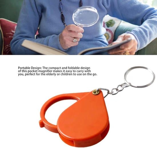 Sammenfoldelig 5 mm nøglering diamantformet fingermagnifier - Orange
