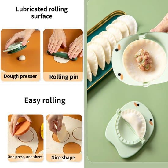 2 sæt dumplingforme - Ergonomisk manuel dumplingmaskine, kinesisk dumplingform, 3-i-1 (grøn)