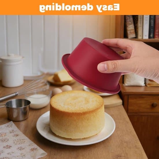 Silikonkakform - Rund Bakform - Hembakning - Non-stick Beläggning - Förpackning med 4, 12cm - Silvergrå