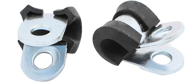 10-pack med 6 mm diameter klämmor, R-formade gummislangklämmor med kant