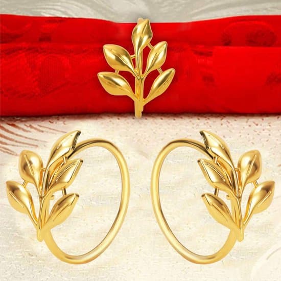 10-delad guld enkel lönnlöv legering servettring set