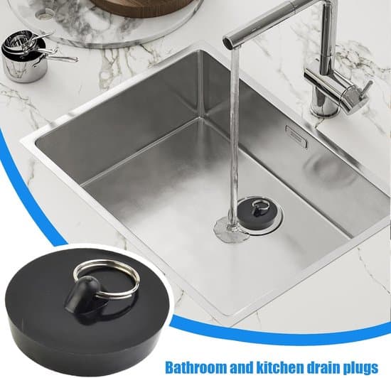 Bordpladeprop - Vaskeprop - Forhindrer lækager - Rustfri stålring - 47 cm - Sort