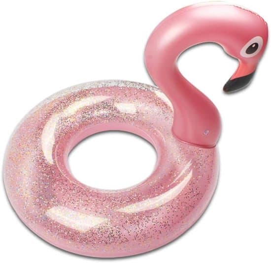 Oppustelig flamingo badering, glitrende lyserød pool-flyder