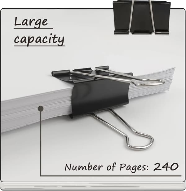 3-tommer ekstra store mapper - Kraftige sorte papirmapper, 75 mm brede, 8-pak