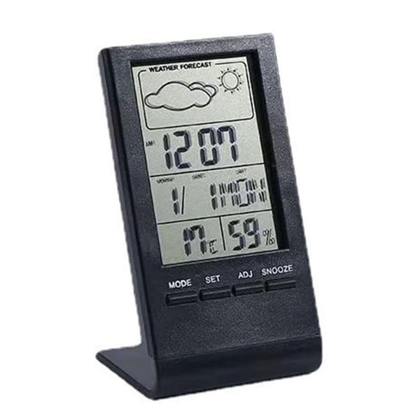 Termometer, hygrometer, barometer, universell digital väckarklocka för inomhus/utomhus med utomhussensor, tidsvisning