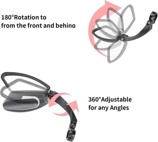 360° Roterende Rustfrit Stål Højre-Side Elektrisk Cykel Bakspejl - Sort