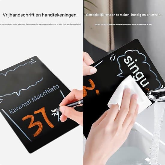 Sort A4 Akryl Bordmenu og Opslagstavle med Metalstativ