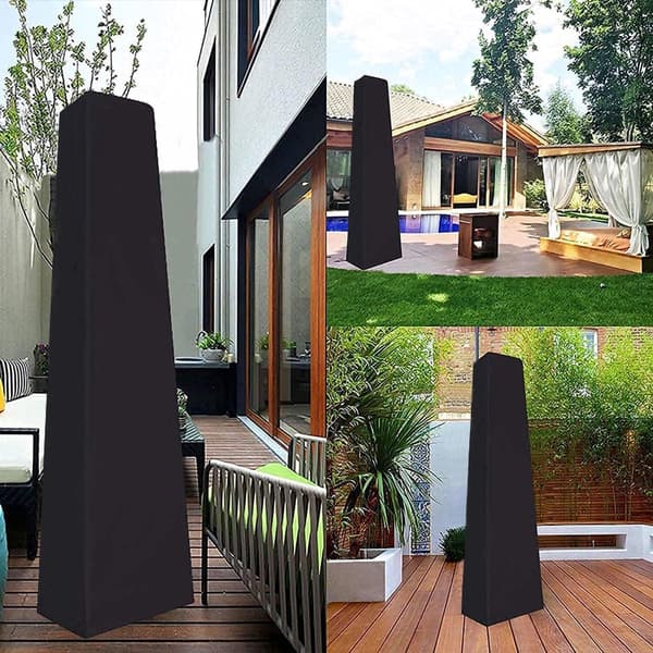 Vandtæt 221 x 53 x 61 cm Polyester Terrassevarmerovertræk - Sort