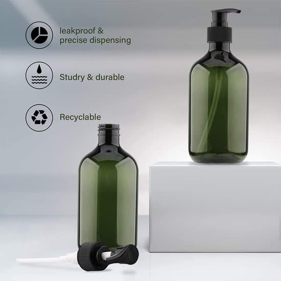 3-pack 500 ml påfyllningsbara pumpflaskor - PET - Transparent grön