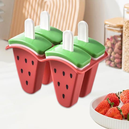 Vandmelon Silikone Isform - 4 Rum Genanvendelig Ispindeform til Sommertreats