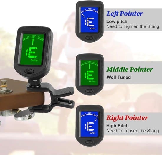 Digitala stämapparater från gitarrtillbehör med LCD-skärm - Gitarrstämningsklämma för akustisk gitarr - Bas - Fiol - Ukulele - Elektronisk gitarr