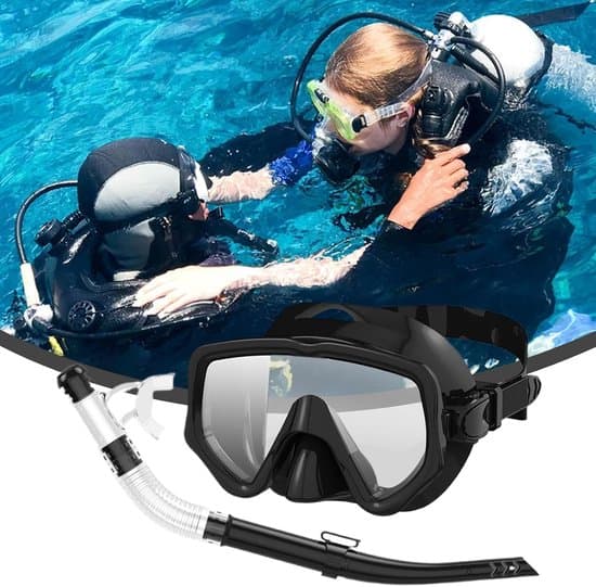 Sukellus- ja snorkkelisetti, panoraamalaajakulmainen silikonimaski