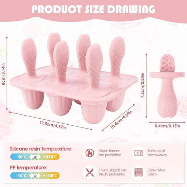 Baby Silikone Ispindeforme - 6-dele Sæt - Mini Ispindeforme - Små Ispindebeholdere - Ispindeforme - BPA-fri