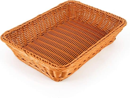 Flätad brödkorg för servering, picknick och förvaring - Bricka för mat, frukt och grönsaker - Rektangulär 30cm×20cm