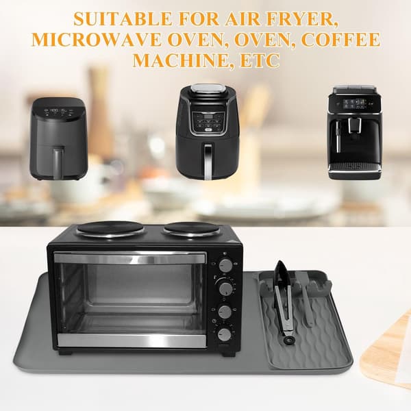 Varmebestandig silikone airfryer-måtte med tilbehørsstativ, grå