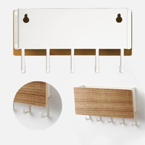 Vægnøgleholder med 5 kroge, moderne design.