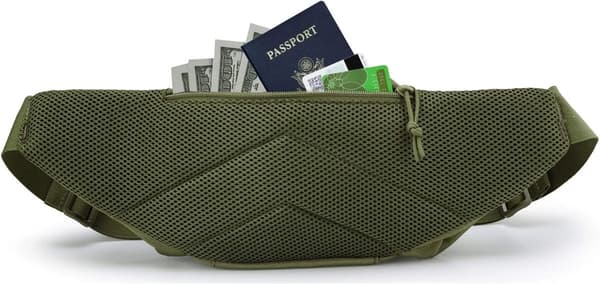 Midjeväska för män - justerbar - med blixtlåsficka - armégrön