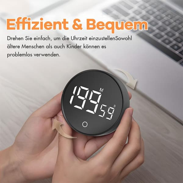 Digital kökstimer med magnet, stor LED-display, tyst läge, kort timer, äggklocka