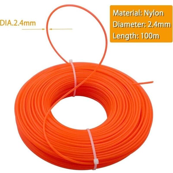 100 meter nylontrimmertråd med 2,4 mm diameter