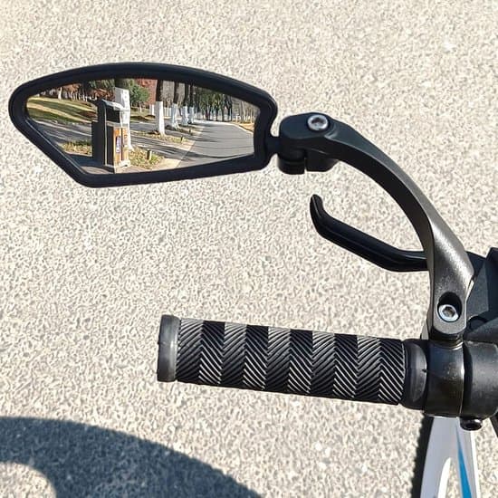 Cykelbakspejl - Venstre side - Rustfrit stål - 360° rotation - Sort