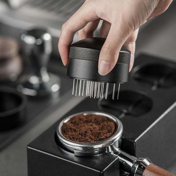 Espressodispenser, espressodispenser med bas, espressodispenser i rostfritt stål, justerbar nåldispenser (58 mm).