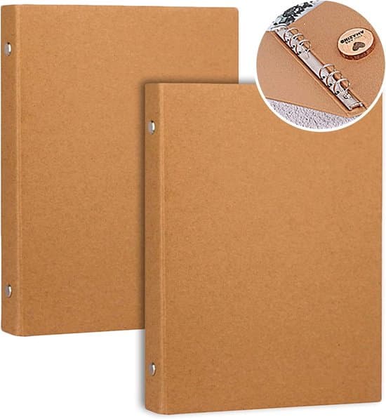 Genopfyldelig A5 Kraft Ringbind Mappe - 6 Ringe til Dokumenter og Scrapbog - 2 Stykker