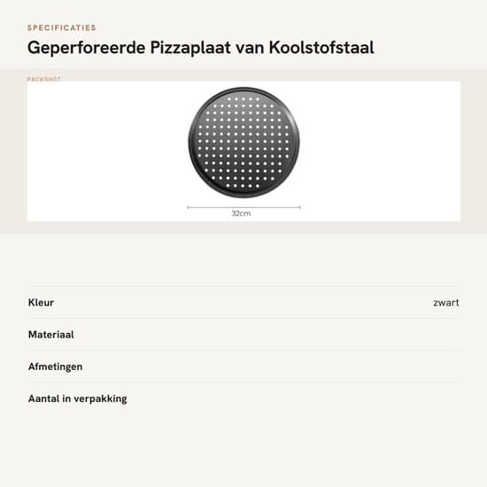 - Perforerad Pizzatallrik 32 cm - Rund - Kolstål