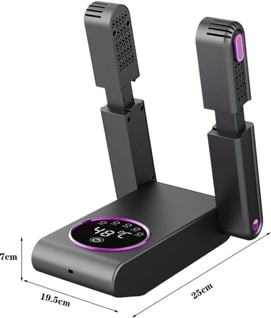Sammenfoldelig bærbar boksehandske/skotørrer - Med timer - Sort