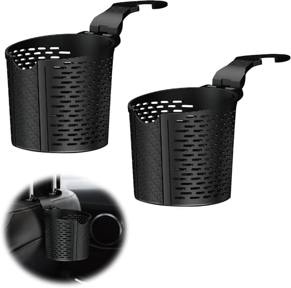 Bilmugghållare - För dryckesflaskor - termosflaskor - kaffeflaskor - miniskräpkorgar - 8,5 cm i diameter (svart) - 2-pack