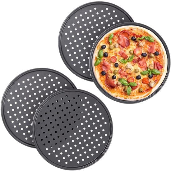 Pizzabakplåt - set om 4 - antracit - kolstål