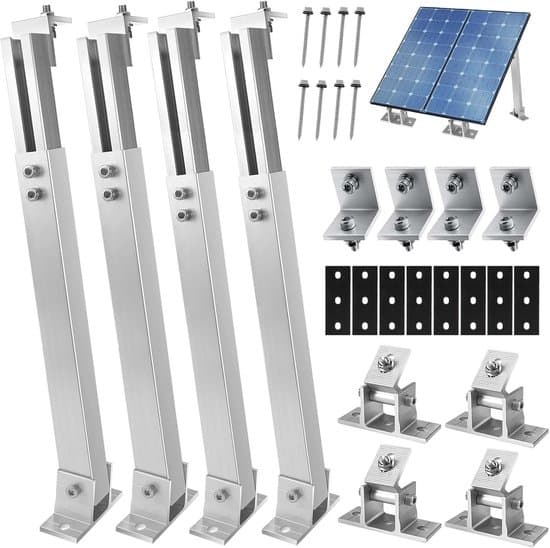 Solpanelmontering, markstöd i aluminium, justerbar vinkel 15°-30°