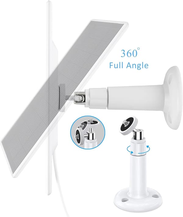 Solpaneler til Ring Stick Up Cam/Pro-batterier og Ring Spotlight Cam Plus/Pro-batterier, 2-pak, med USB-C til stikadapter.