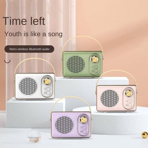 Högkvalitativ retro Bluetooth-högtalare - Bluetooth-högtalare - Lång batteritid - Rosa