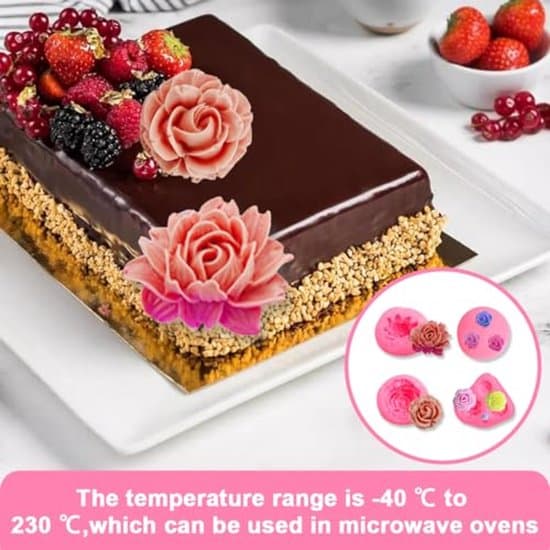 4 3D Silikoneforme - Blomster og Roser - Ideel til Kagepynt