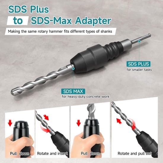 SDS-Plus til SDS-Max adapter til 8-1/4 tommer borehammere