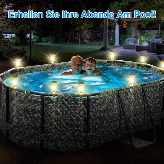 Poolbelysning - 6-delat set - Solar LED - Vit/Silver