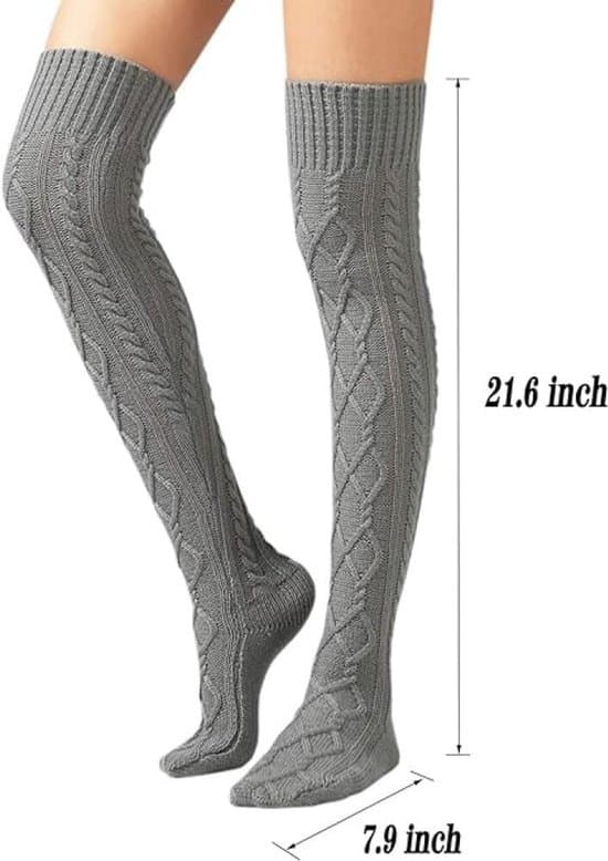 Dame over-the-knee strømper - Strikkede vinterstrømper - Varme - Sorte - One size fits all