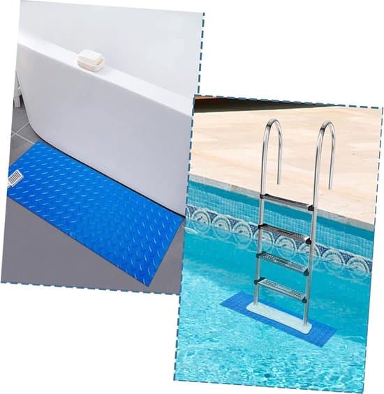 Poolmåtte - Stigebuffermåtte - Poolbeskyttelse - Skridsikkert PVC-materiale - 90x23 cm - Grå