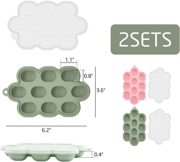 Tvådelat isbitsformset, fryst grötbehållare, isbitsform, silikonisform, isform med lock