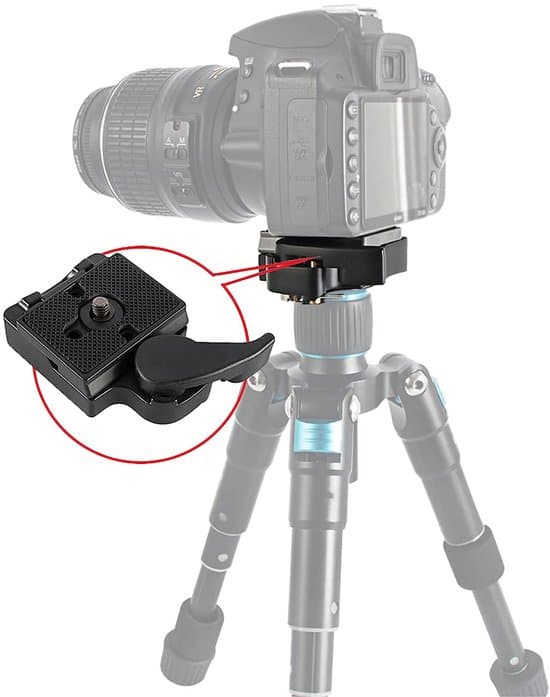 Lynkoblingsplade og adapter til Manfrotto 323 200PL-14 - Sort
