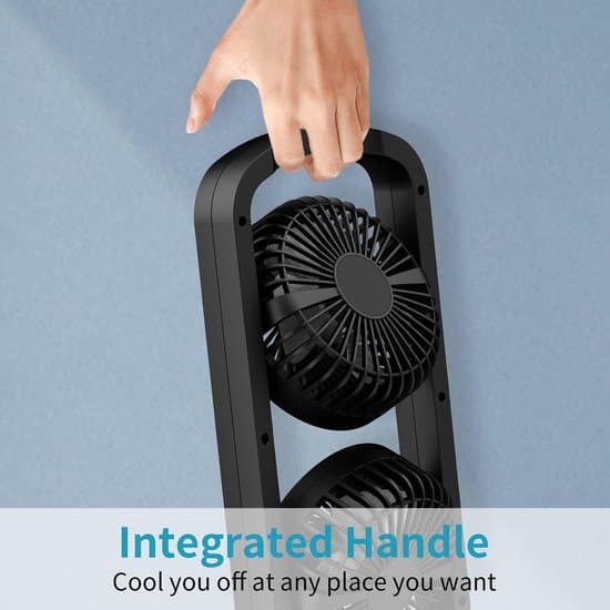 Bordventilator 40 cm – 105° Oscillation – 3 Tilstande – Timer – USB-C Tilslutning – Bærbar – Sort