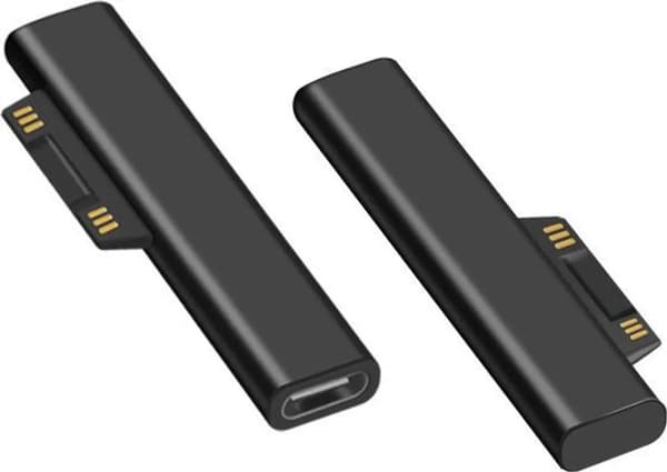 En Surface Connect till USB-C-adapter, kompatibel med Microsoft Surface Pro 3/4/5/6/7 och Surface Laptop 1/2/3/4, stöder strömförsörjning via USB-C.