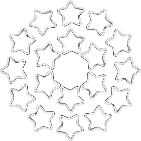 Nyckelringar -30-pack -Ringar -Järn -Stjärnformade -3,5 cm -Silver