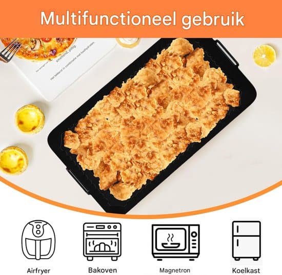Silikone bageform kerne - Airfryer bageplade 2-delt sæt, sort ovnplade tilbehør