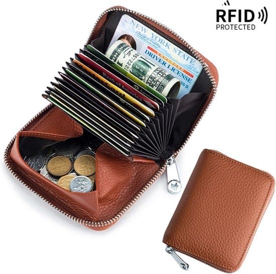 RFID Pung - Kort og Mønter - Mørkebrun