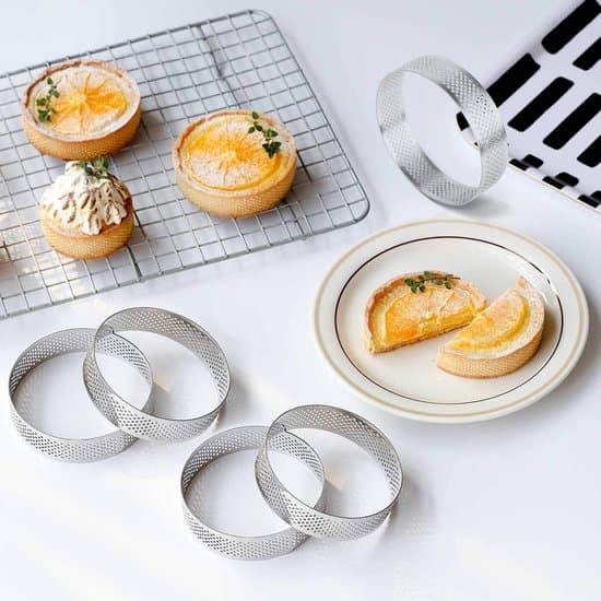 Bageforme, 10-delt sæt, 8 cm bageforme, 8x2 cm, rustfrit stål, sølv, non-stick mousse kage ringforme, perforerede kageforme, bagværk